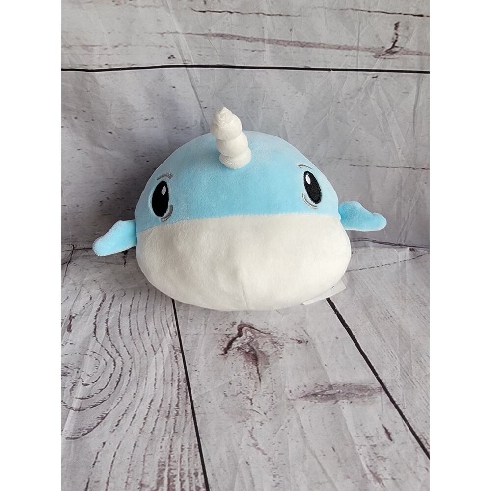 Nanco Narwhal 7in Soft Blue Squish Stuffed Plush Animal Toy